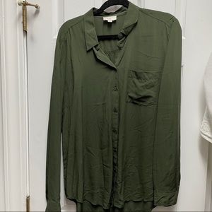Army green button up blouse
